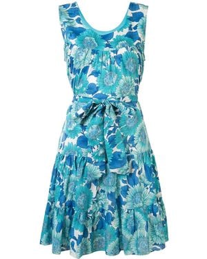 Bambah Floral Print Flared Dress - Blue