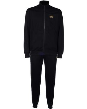 EA7 Logo-Print Tracksuit - Black
