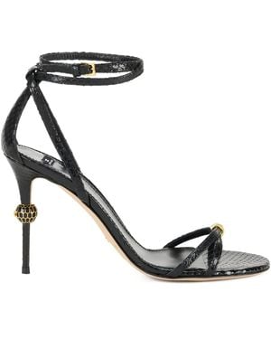 Elisabetta Franchi パイソンパターン レザーサンダル 80mm - ブラック
