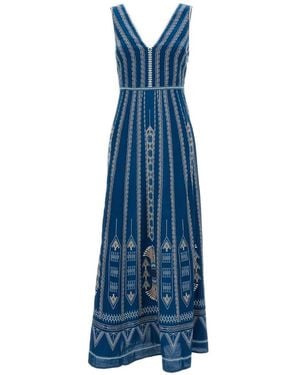 Emporio Sirenuse Nellie Embroidered Sleeveless Dress - Blue