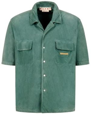 Marni Flap-Patch Pocket Lambskin Shirt - Green