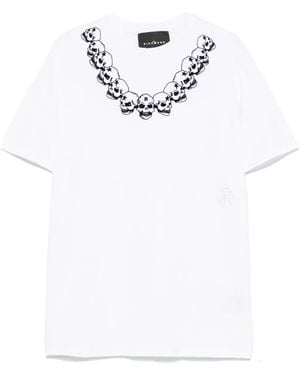 John Richmond Flocked-Skull T-Shirt - White
