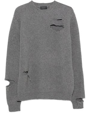 Haikure Linden Distressed Ribbed-Knit Jumper - Grey