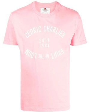 Cedric Charlier T-Shirt Met Logoprint - Roze