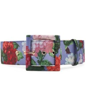 Carolina Herrera Icon Hydrangea-Print Belt - White