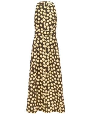 ALÉMAIS Robe Mi-Longue Ceinturée Paula À Pois - Metallic