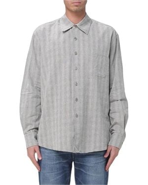 Our Legacy Herringbone-Patterned Chest-Pocket Shirt - Grey
