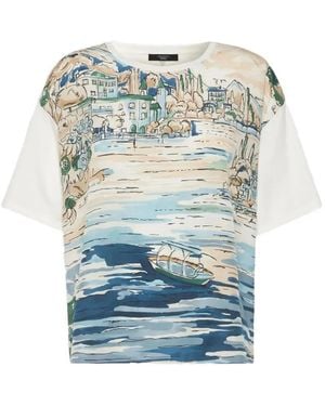 Weekend by Maxmara T-Shirt À Imprimé Paysage - Blue