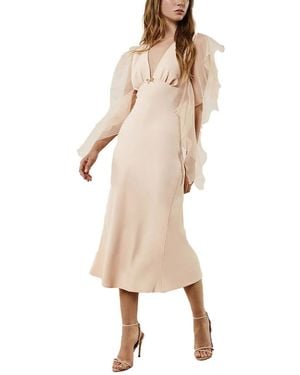 PRONOVIAS THE PARTY EDIT Ruffled-Sleeve Midi Dress - Natural