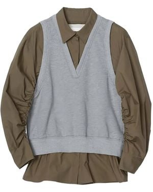 3.1 Phillip Lim V-Neck Sleeveless Layered Vest - Grey