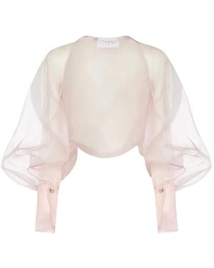 Genny Silk Cropped Blouse - Natural