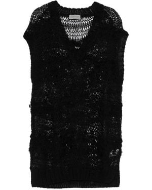 Yohji Yamamoto V-Neck Knitted Top - Black