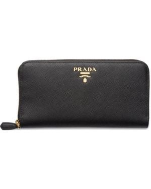 Prada Large Saffiano Leather Zip Wallet - Black