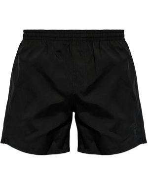 Balmain Nylon Swim Shorts With Tone-On-Tone Monogram Embroidered - Black