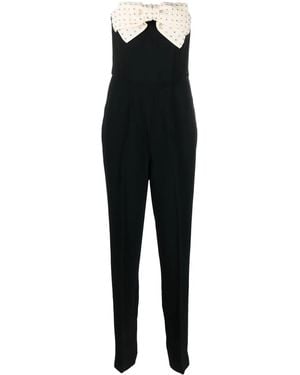 Saloni Bow-Detail Jumpsuit - Black