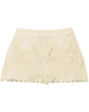 Twinset Mesh Shorts With Embroidery - Natural