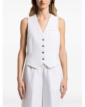 Peserico V-Neck Buttoned Vest - White