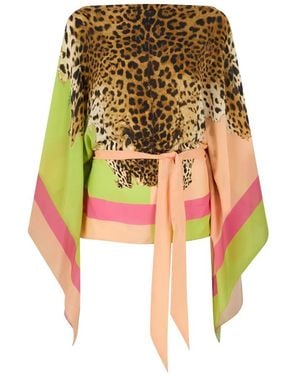 Roberto Cavalli Animal-Print Tie-Waist Kaftan - Brown