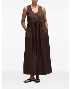 Matteau Deep U Gathered Sleeveless Maxi Dress - Brown