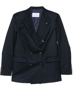 Manuel Ritz Double-Breasted Peak-Lapels Blazer - Blue