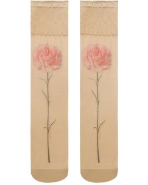 Simone Rocha Semi-Transparente Socken Mit Nelken-Print - Natur