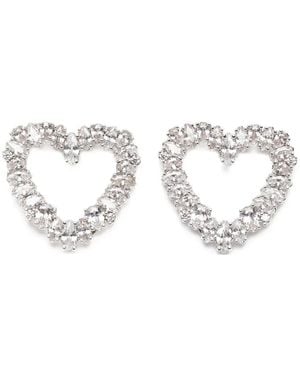 Self-Portrait Crystal Heart Earrings - White
