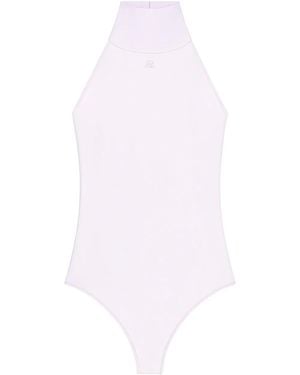 Courreges Body bordado con cuello halter - Blanco