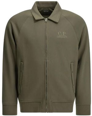 C.P. Company Logo-Embroidered Zip-Up Sweatshirt - Green