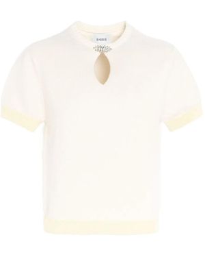 Barrie Rhinestone-Embellished Keyhole Top - White