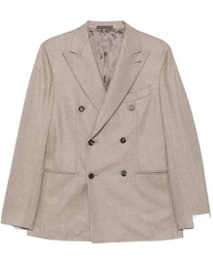Caruso Aida Double-Breasted Buttoned Blazer - Natural