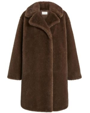 P.A.R.O.S.H. Notched-Lapels Double-Breasted Faux-Fur Coat - Brown