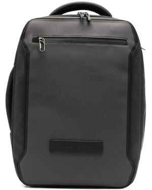 Piquadro Logo-Plaque Zip-Fastening Backpack - Gray