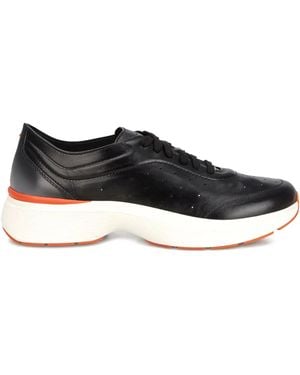 Santoni Perforated Leather Low-Top Sneakers - Black