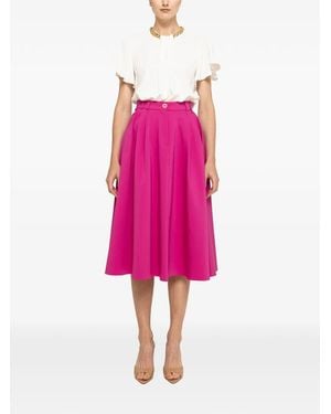 Nissa High-Waisted Cotton Midi Skirt - Pink