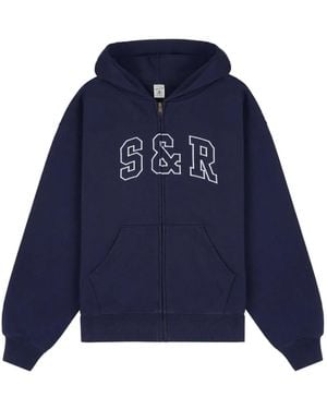 Sporty & Rich Felpa Con Cappuccio E Zip - Blu