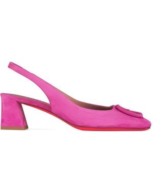 Santoni Marta Buckle Suede Slingback Pumps - Pink