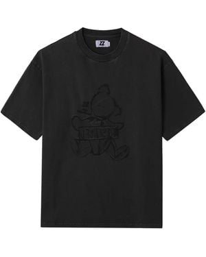 Izzue Embossed-Graphic T-Shirt - Black