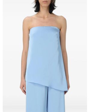 Hanita Asymmetric Strapless Top - Blue