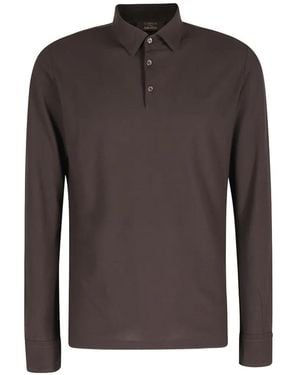 Zanone Long Sleeve Polo Shirt - Brown
