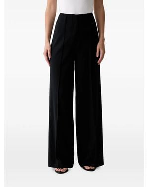 DKNY Pressed-Crease Wide-Leg Trousers - Black
