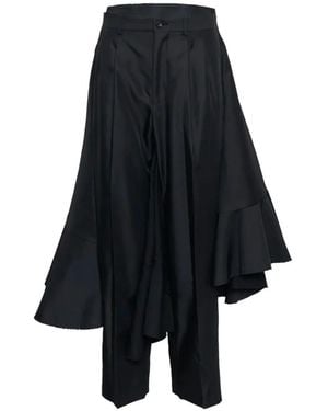 Comme des Garçons Ruffled Asymmetric-Panel Trousers - Blue
