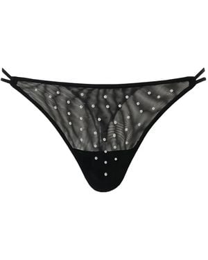 Twinset Tanga con detalle de perlas - Negro