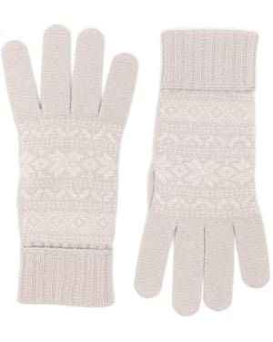 Eleventy Fair Isle-Knit Ribbed-Cuff Gloves - White