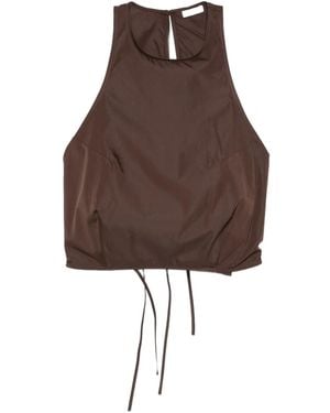 St. Agni Tie Detail Cocoon Top - Brown