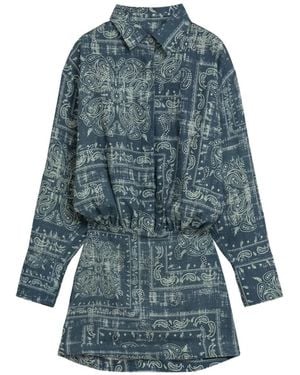 A PAPER KID Bandana Gathered Dress - Blue