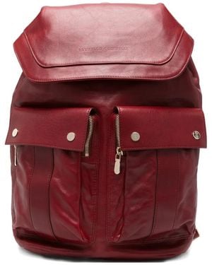 Brunello Cucinelli Leather Flap-Top Backpack - Red