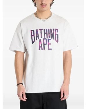 A Bathing Ape Lettering-Print T-Shirt - White