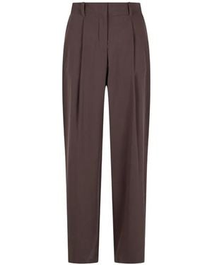 Herno Pleated Straight-Leg Pants - Brown