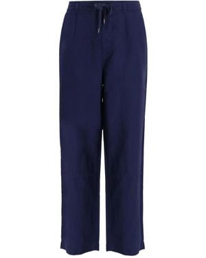 Polo Ralph Lauren Drawstring Linen Trousers - Blue
