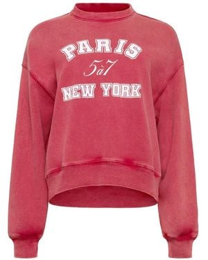 Cinq À Sept Logo-Print Washed Jumper - Red